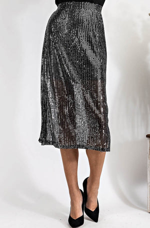 CQ Sequin Midi Skirt (Black)