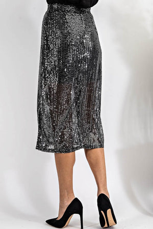 CQ Sequin Midi Skirt (Black)