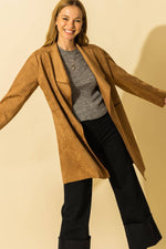 Scuba Suede Blazer Coat (Camel) - ClassyQueen_Boutique
