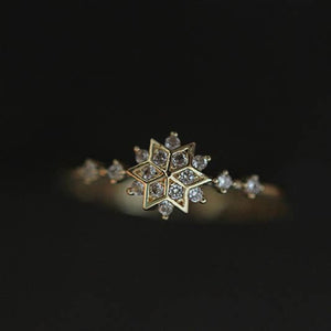 Sparkly Snow Flower Zircon Ring