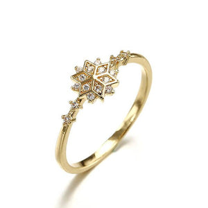 Sparkly Snow Flower Zircon Ring
