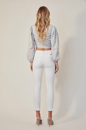 Frayed Hem Ankle Skinny Jeans