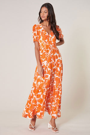 Tangelo Floral Monaco Tiered Maxi Dress