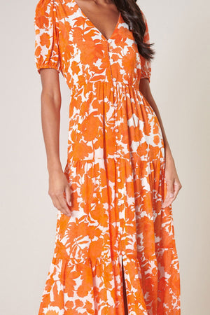 Tangelo Floral Monaco Tiered Maxi Dress