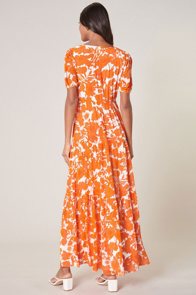 Tangelo Floral Monaco Tiered Maxi Dress