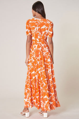 Tangelo Floral Monaco Tiered Maxi Dress