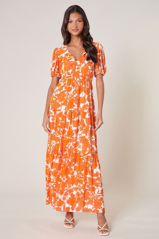 Tangelo Floral Monaco Tiered Maxi Dress