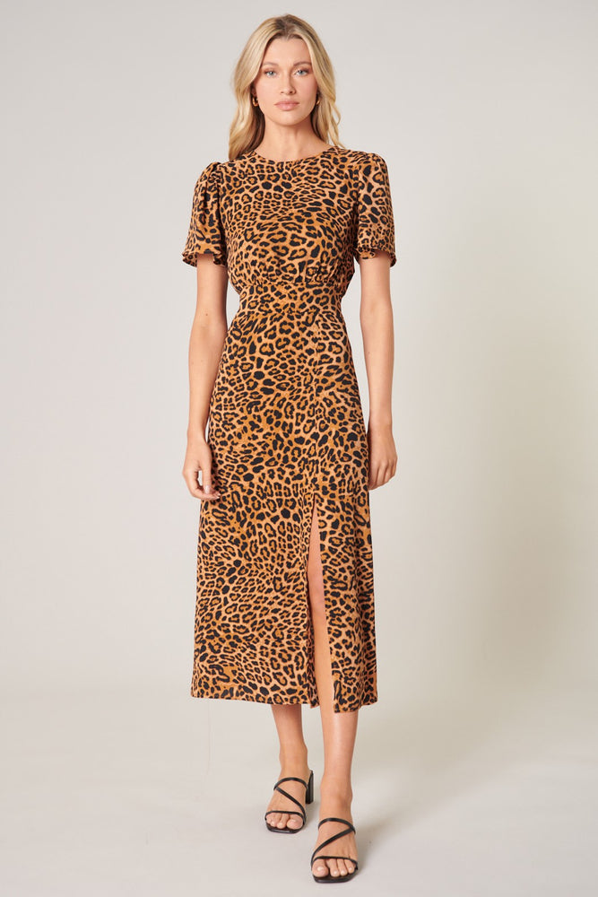 
            
                Load image into Gallery viewer, Shania Leopard Bloom Midi Dress
            
        
