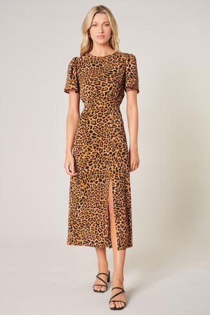 Shania Leopard Bloom Midi Dress