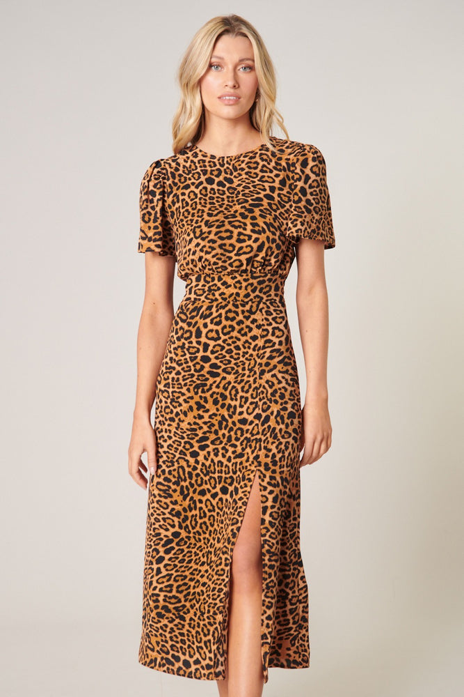 Shania Leopard Bloom Midi Dress