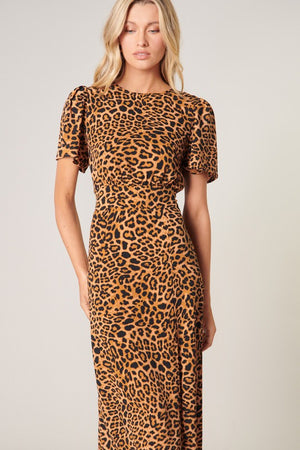
            
                Load image into Gallery viewer, Shania Leopard Bloom Midi Dress
            
        
