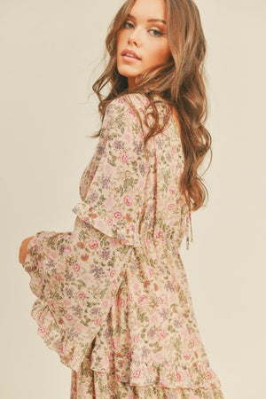 Spring Floral Print Midi Dress