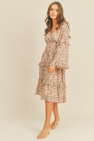 
            
                Load image into Gallery viewer, Spring Floral Print Midi Dress
            
        