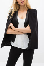 Satin Trim Cape Blazer