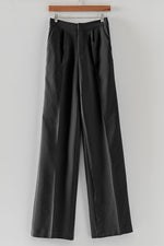 Wide Leg Elastic Back Slacks (Black)