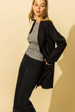 Scuba Suede Blazer Coat (Black) - ClassyQueen_Boutique