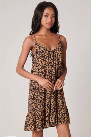 Lea Leopard Sicily Mini Tank Jersey Knit Dress