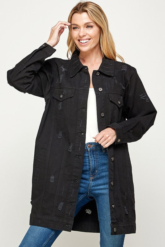 
            
                Load image into Gallery viewer, Track Nights Denim Jacket - ClassyQueen_Boutique
            
        