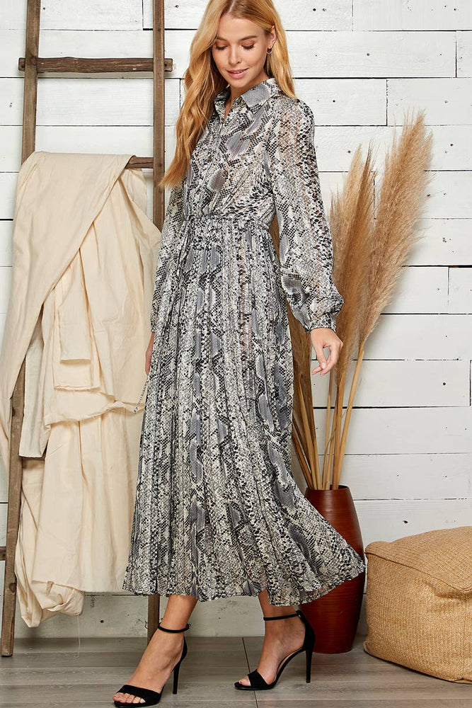 Snake In The Grass Pleated Maxi Dress