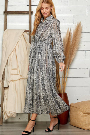 Snake In The Grass Pleated Maxi Dress