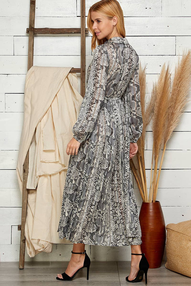 Snake In The Grass Pleated Maxi Dress