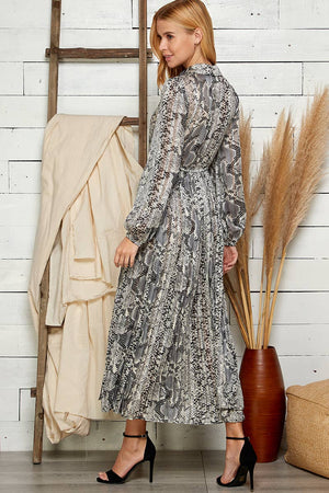 Snake In The Grass Pleated Maxi Dress