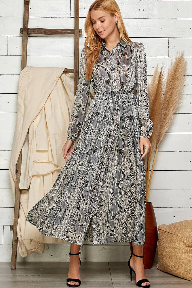 Snake In The Grass Pleated Maxi Dress