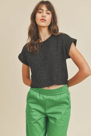 Rainbow Glitter Crop Tee