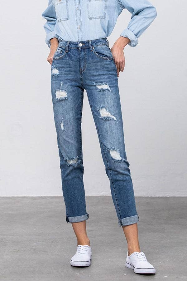 
            
                Load image into Gallery viewer, Slim Fit Boyfriend Jeans (True Blue)
            
        