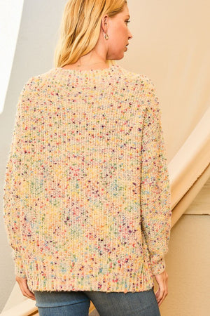 V Neck Confetti Sweater (Ivory)