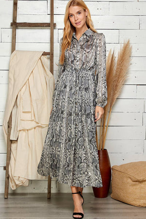Snake In The Grass Pleated Maxi Dress
