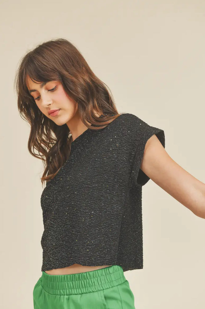 Rainbow Glitter Crop Tee