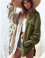 Plush Color Block Shirt Jacket - ClassyQueen_Boutique